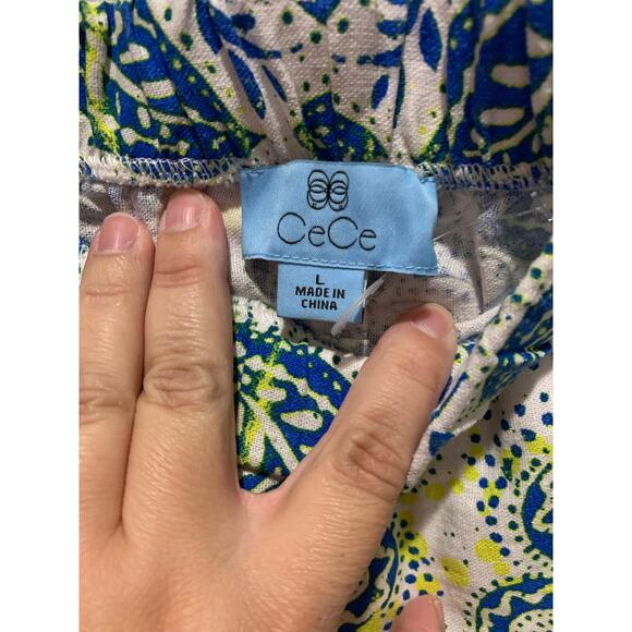 CeCe Wide Leg Linen High Waisted Pants Size L NWOT Coastal Preppy - Picture 5 of 6